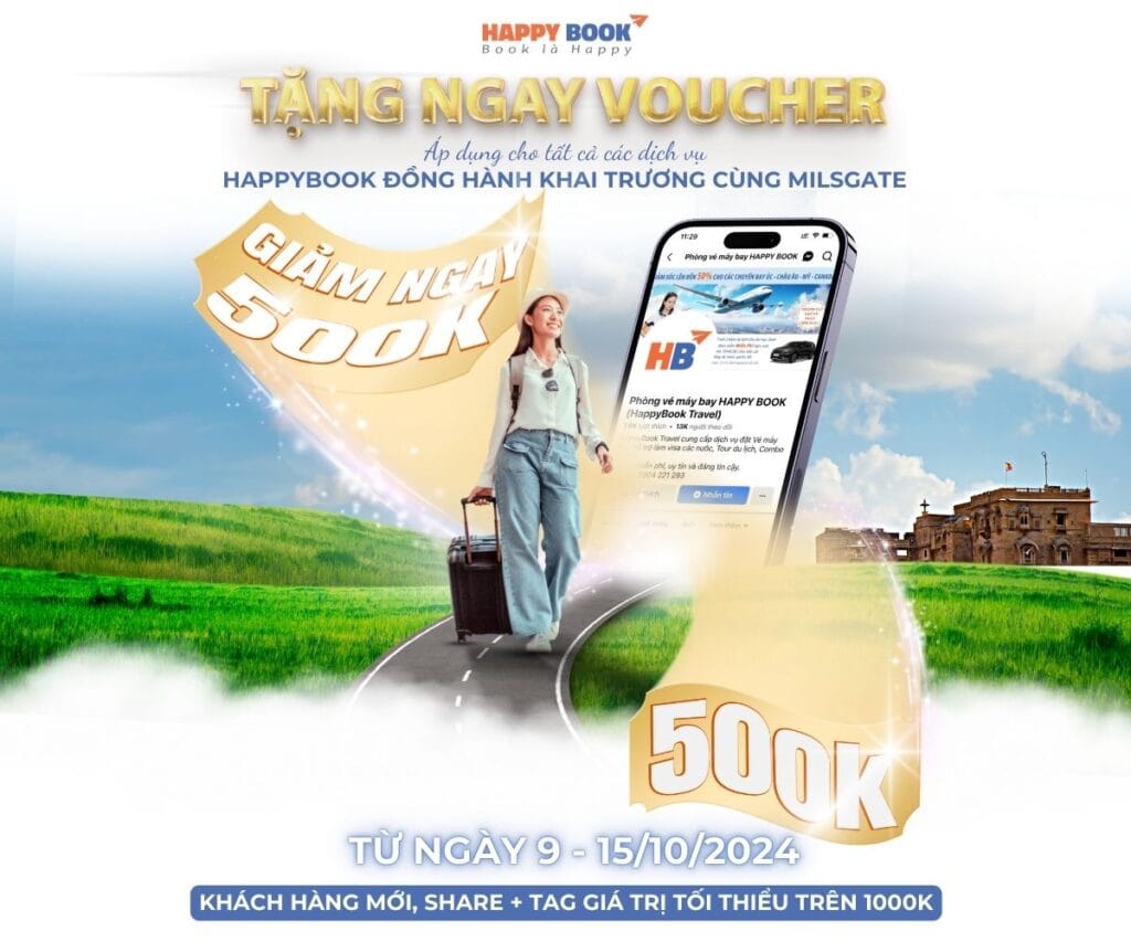 HappyBook Travel - Đồng Hành Khai Trương Cùng MilsGate Tặng Ngay 500.000Đ