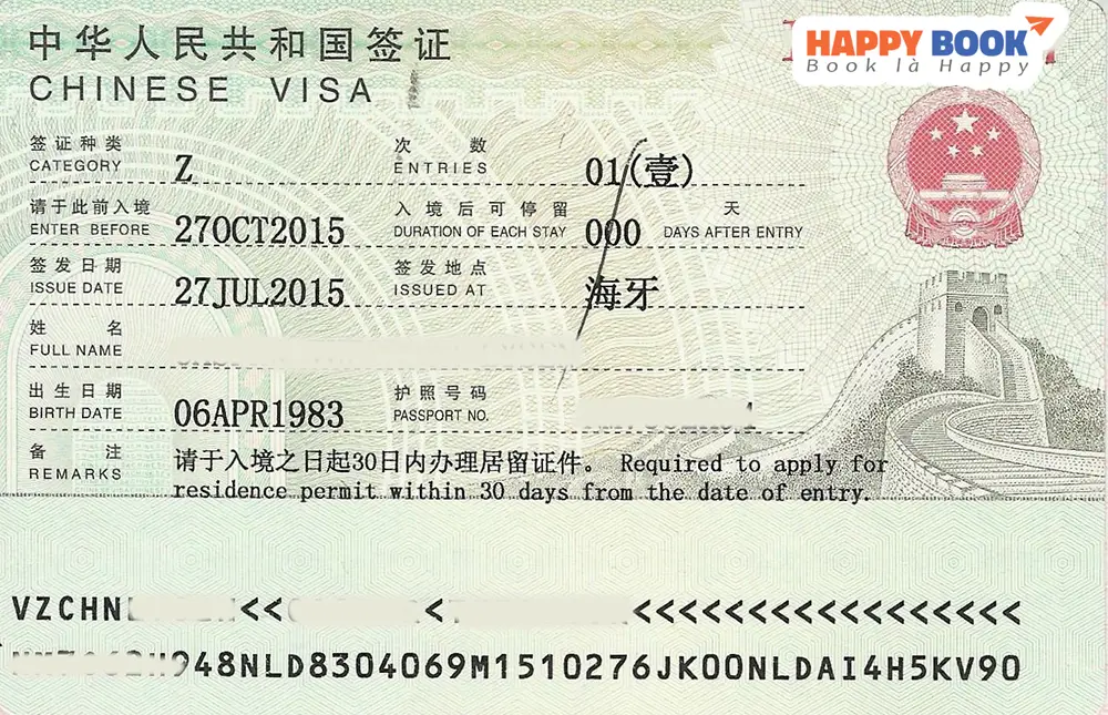 Thông tin sơ lược về visa Z Trung Quốc