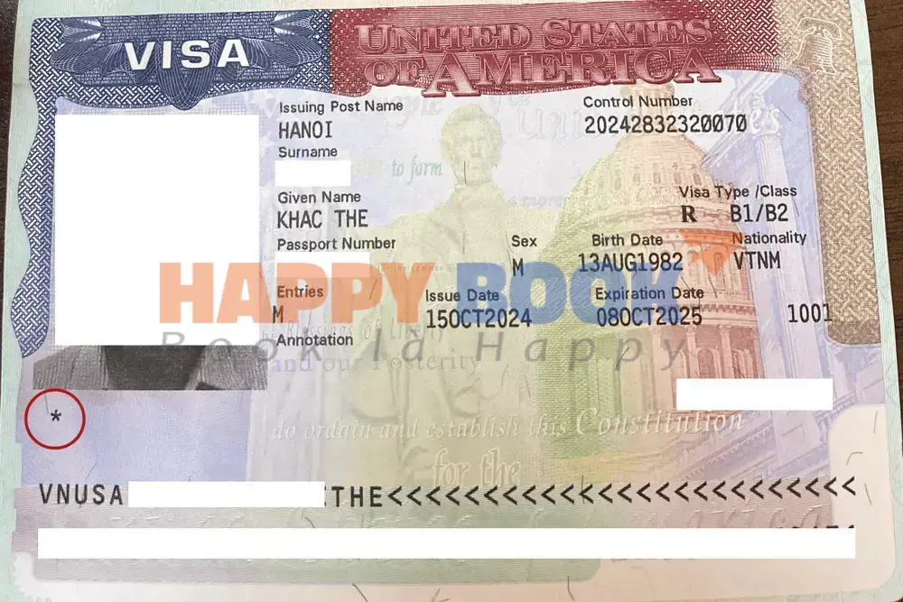 Vị trí dấu sao trên visa Mỹ